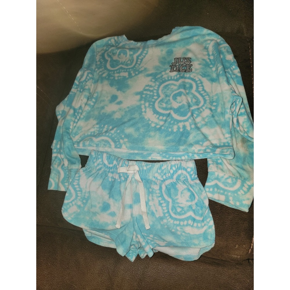 Justice blue tie dye pajamas sleep set size xs 5 6